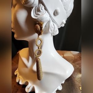 Leyla Gans Amelia wrapped cord drop earrings - goldtone metallic